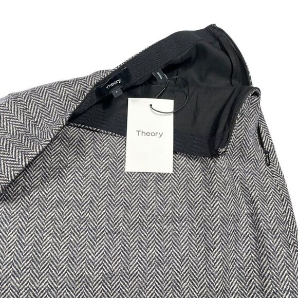 Theory Abbot Knit Herringbone/Chevon Mini Skirt Lined Gray/Black Size 6 NWT - Picture 16 of 16